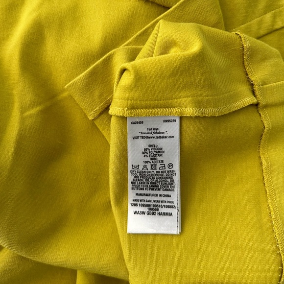 TED BAKER:Harmia pocket mustard yellow jersey dress size 1 - Picture 8 of 12